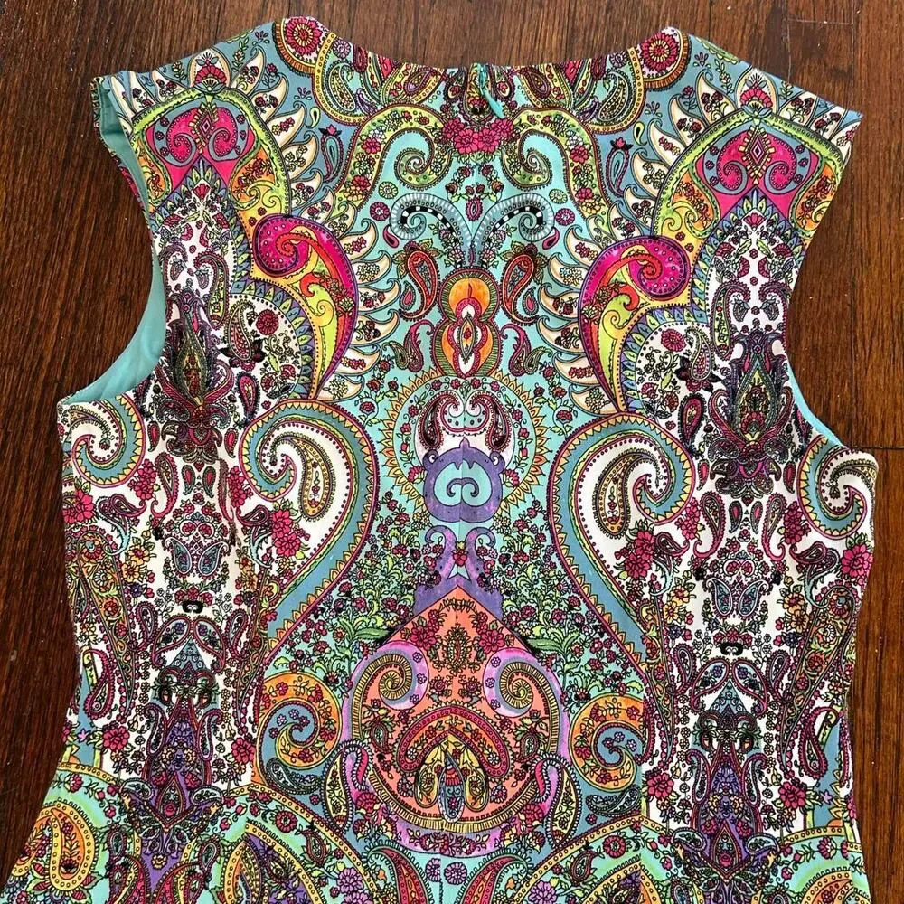 Maggy london paisley dress multicoloured pencil Sz 6